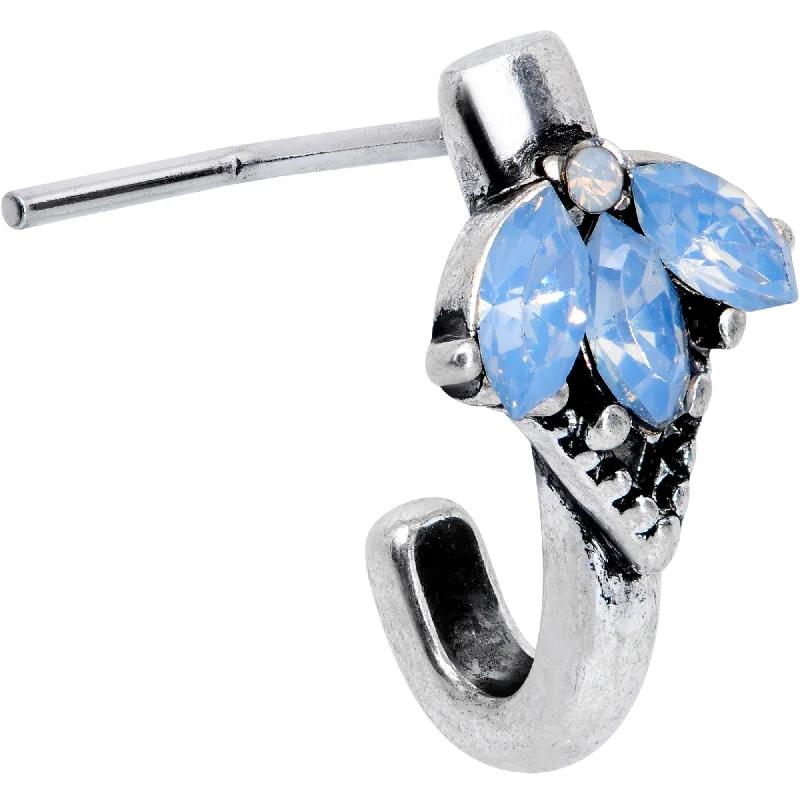 Hoop Nose Rings -20 Gauge 5/16 Blue Faux Opal L Shaped Faux Hoop Nose Ring