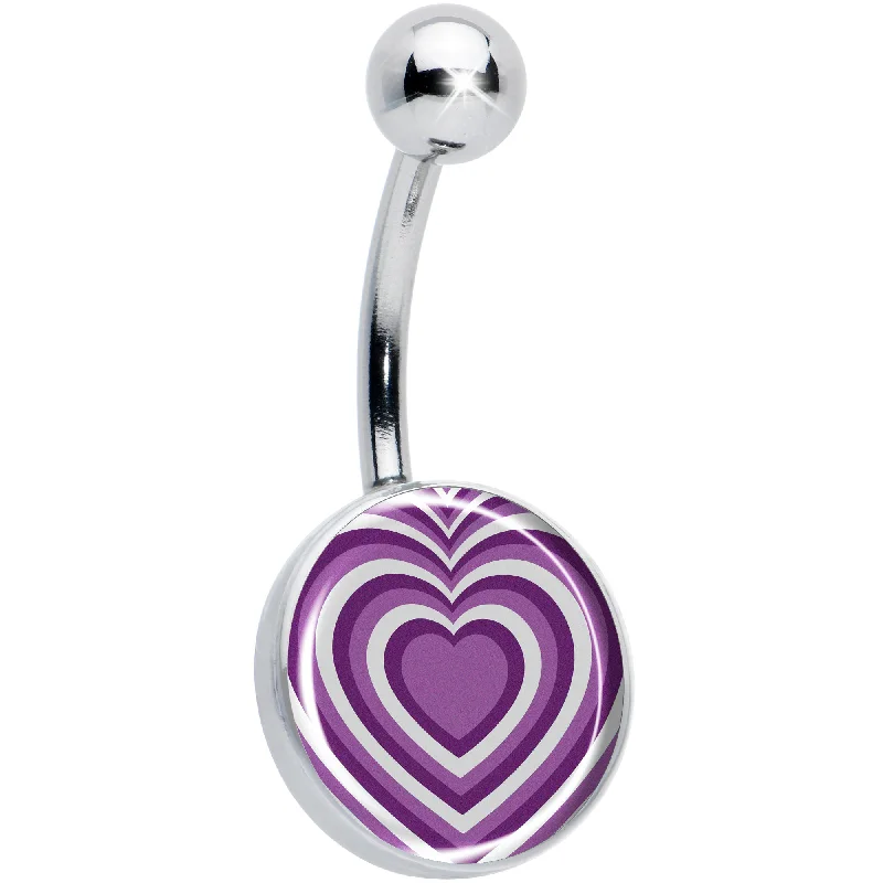 Belly Rings with Gold Finish for Elegant Style -Purple Retro Heart Belly Ring