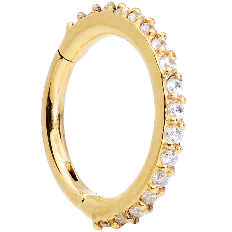 Beautiful Nose Rings for Trendy Style -16 Gauge 5/16 Clear CZ Gem Gold Tone Hinged Segment Ring Beautiful Nose Rings for Trendy Style -16 Gauge 5/16 Clear CZ Gem Gold Tone Hinged Segment Ring