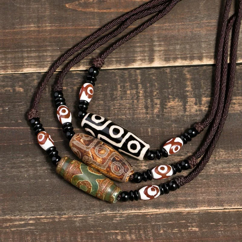 Shop Classic Women's Necklaces & Pendants with a Modern Twist-Buddha Stones Tibetan Nine-Eye Dzi Bead Protection String Necklace Shop Classic Women's Necklaces & Pendants with a Modern Twist-Buddha Stones Tibetan Nine-Eye Dzi Bead Protection String Necklace