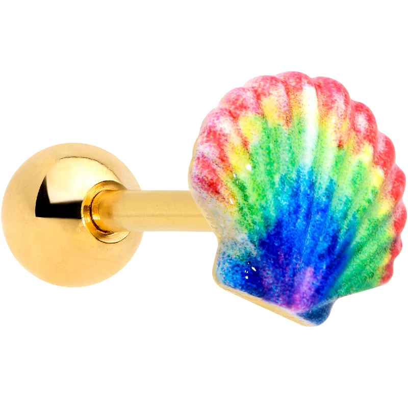 Women's Earrings – Elegant Designs for Every Personality--16 Gauge 1/4 Gold Tone Rainbow Scallop Shell Cartilage Tragus Earring Women's Earrings – Elegant Designs for Every Personality--16 Gauge 1/4 Gold Tone Rainbow Scallop Shell Cartilage Tragus Earring