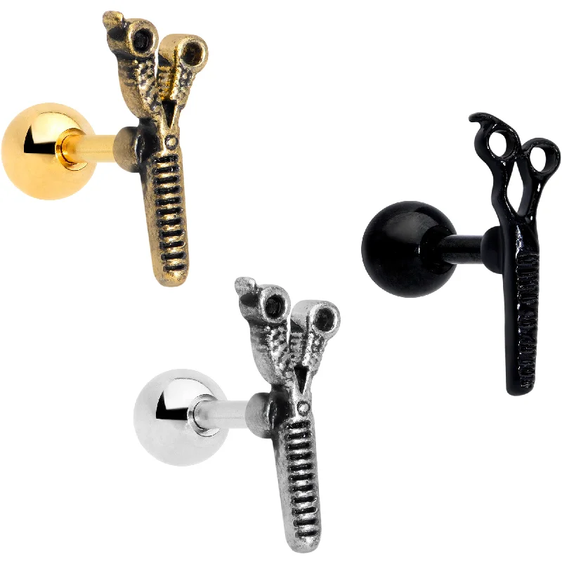 Women's Earrings – Elegant Designs for Every Personality--16 Gauge 1/4 Black Gold Tone Scissors Hair Cartilage Tragus Set of 3 Women's Earrings – Elegant Designs for Every Personality--16 Gauge 1/4 Black Gold Tone Scissors Hair Cartilage Tragus Set of 3