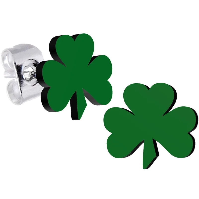 Women's Earrings – Elegant Designs for Every Personality--Green Irish Clover Stud Earrings