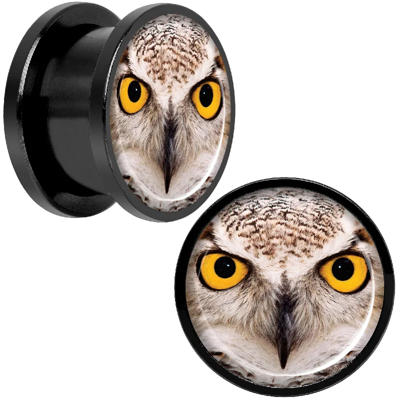 Women's Earrings – Elegant Designs for Every Personality--Full Color Owl Black Anodized Screw Fit Plug Set 9/16 Women's Earrings – Elegant Designs for Every Personality--Full Color Owl Black Anodized Screw Fit Plug Set 9/16