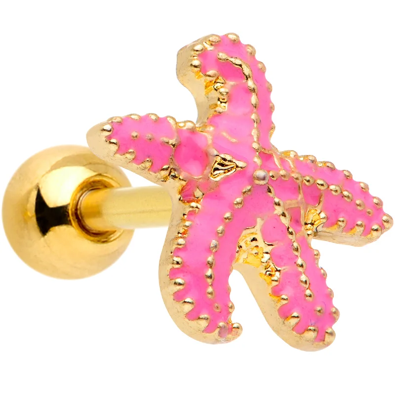 Women's Earrings – Elegant Designs for Every Personality--16 Gauge 1/4 Gold Tone Pink Nautical Starfish Beach Cartilage Tragus Women's Earrings – Elegant Designs for Every Personality--16 Gauge 1/4 Gold Tone Pink Nautical Starfish Beach Cartilage Tragus