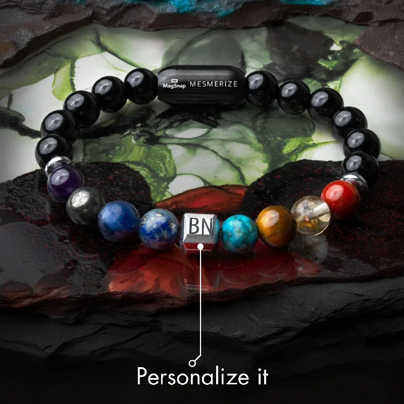 Personalized Gemstone Bracelets for Men-Personalised Super 9 Chakra Natural Stone Bracelet With Magsnap2 Personalized Gemstone Bracelets for Men-Personalised Super 9 Chakra Natural Stone Bracelet With Magsnap2