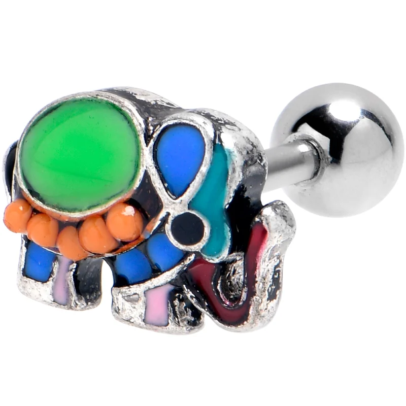 Women's Earrings – Elegant Designs for Every Personality--16 Gauge 1/4 Colorful Elephant Cartilage Tragus Earring Women's Earrings – Elegant Designs for Every Personality--16 Gauge 1/4 Colorful Elephant Cartilage Tragus Earring