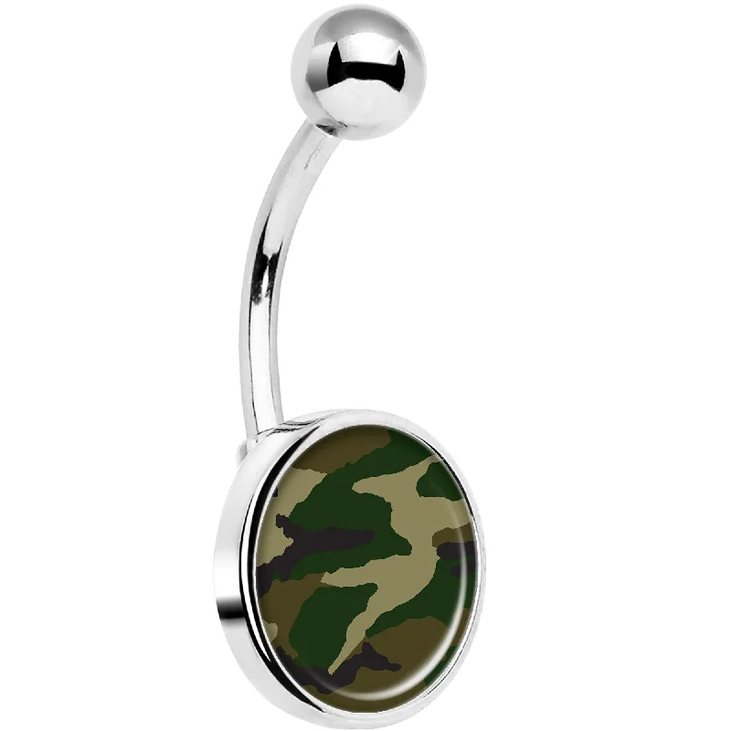 Beautiful Belly Rings for Fashion-Forward Women -Woodland Camo Print Belly Ring