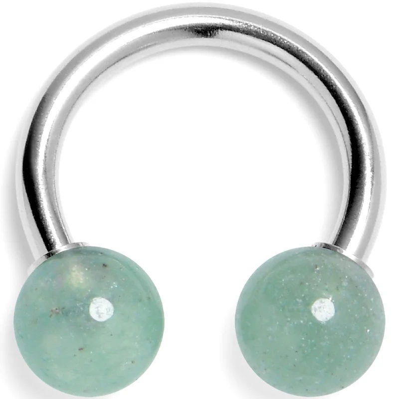 Lip Rings with Classic Appeal14 Gauge 3/8 Aventurine Natural Stone Horseshoe Circular Barbell