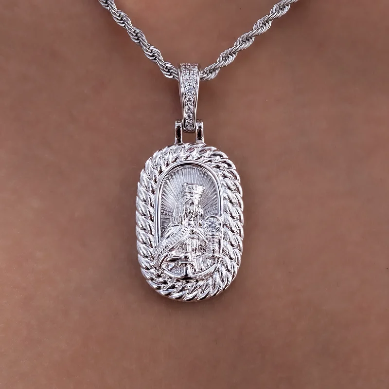 Shop Classic Women's Necklaces & Pendants with a Modern Twist-Icon Crowned Mary Pendant in White Gold Shop Classic Women's Necklaces & Pendants with a Modern Twist-Icon Crowned Mary Pendant in White Gold