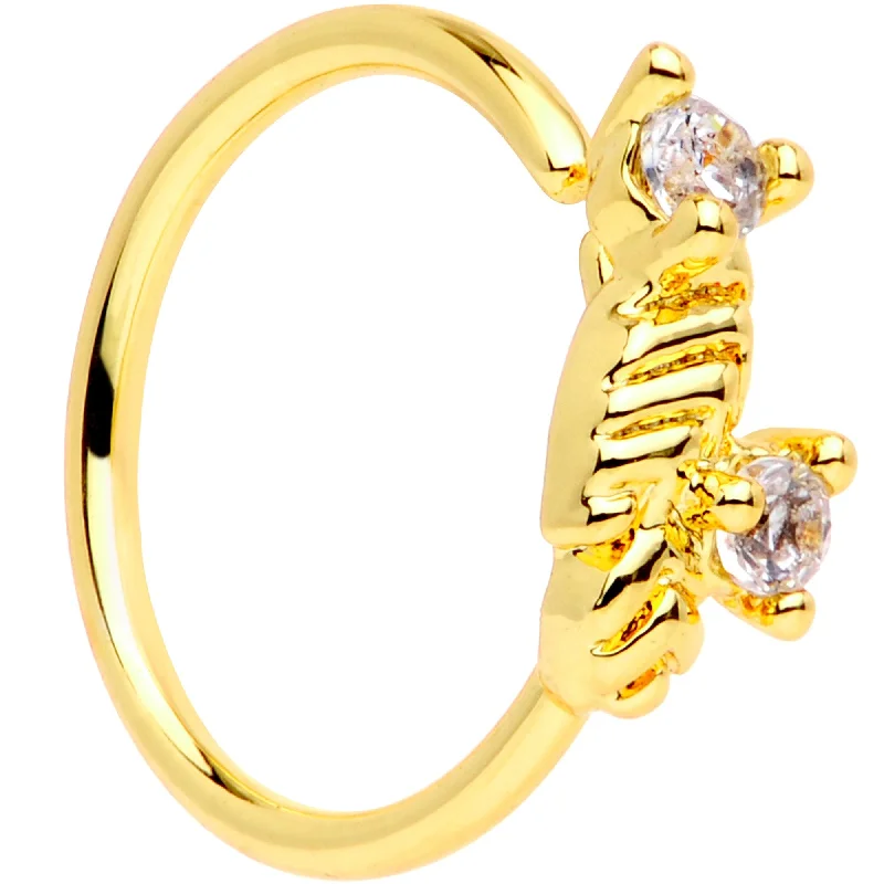 Trendy and Comfortable Nose Rings for Women -20 Gauge 5/16 Clear CZ Gem Gold Tone Openwork Seamless Circular Ring Trendy and Comfortable Nose Rings for Women -20 Gauge 5/16 Clear CZ Gem Gold Tone Openwork Seamless Circular Ring