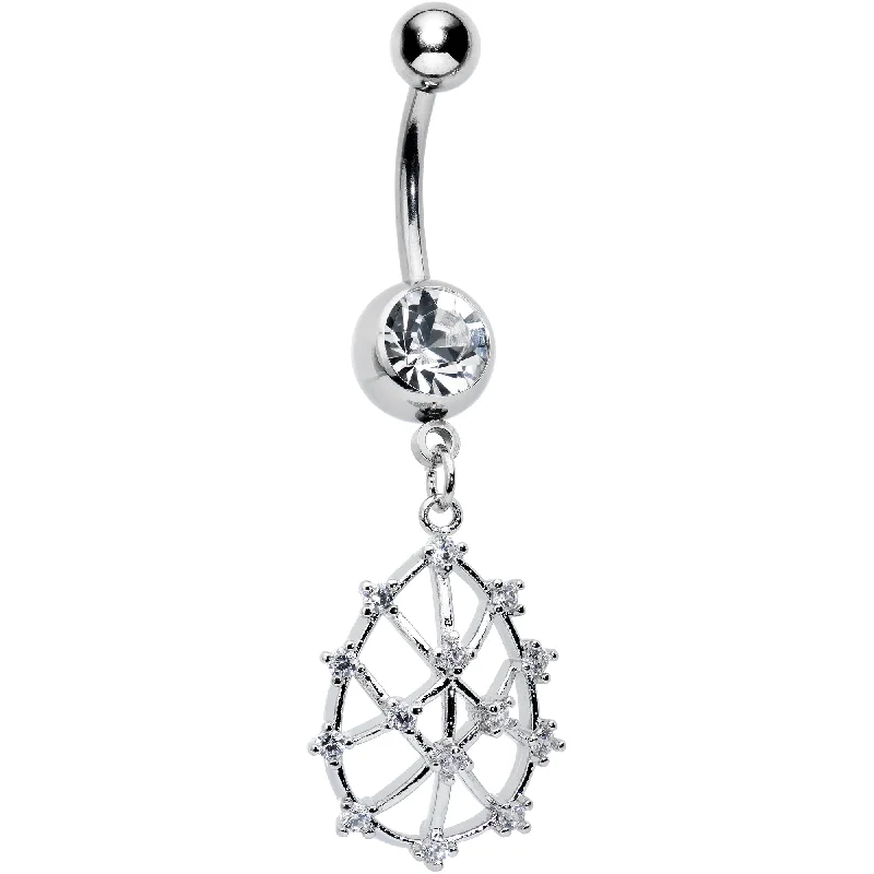 Beautiful Belly Rings for Trendy Women -Clear CZ Gem Constellation Dangle Belly Ring Beautiful Belly Rings for Trendy Women -Clear CZ Gem Constellation Dangle Belly Ring