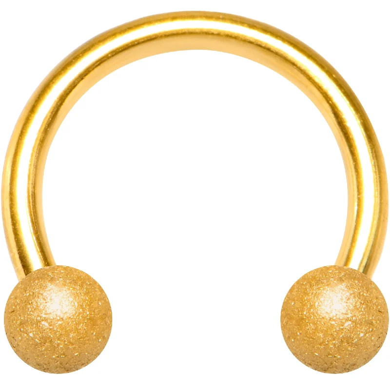 Lip Rings for Unique, Creative Piercings16 Gauge 5/16 Gold Color PVD Textured Horseshoe Circular Barbell