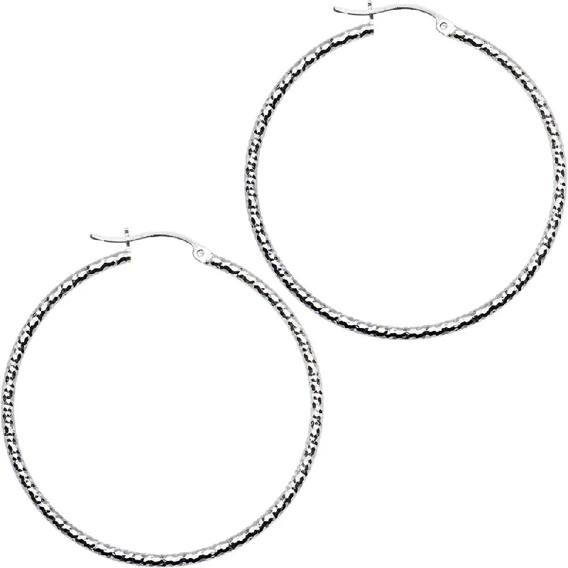 Women's Earrings – Elegant Designs for Every Personality--925 Sterling Silver 1 3/4 Inch Diamond Cut Hoop Earrings Women's Earrings – Elegant Designs for Every Personality--925 Sterling Silver 1 3/4 Inch Diamond Cut Hoop Earrings