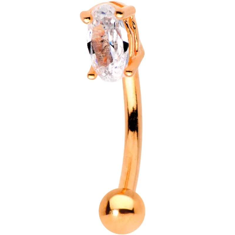 Women's Earrings – Elegant Designs for Every Personality--5/16 Clear CZ Gem Rose Gold Plated Big Bling Curved Eyebrow Ring Women's Earrings – Elegant Designs for Every Personality--5/16 Clear CZ Gem Rose Gold Plated Big Bling Curved Eyebrow Ring