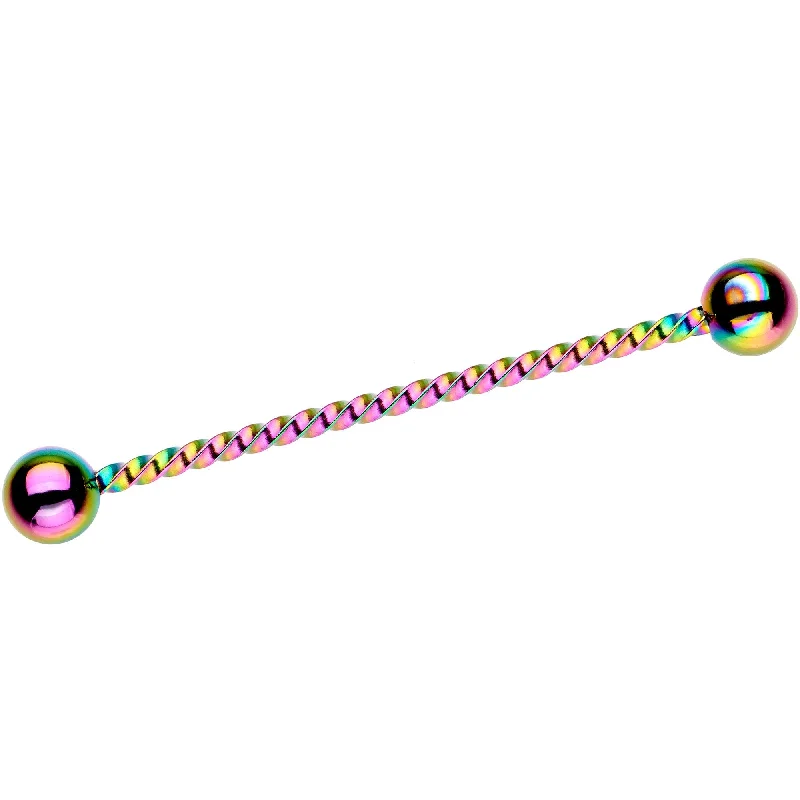 Women's Earrings – Elegant Designs for Every Personality--Rainbow IP Seriously Twisted Industrial Barbell Earring 38mm