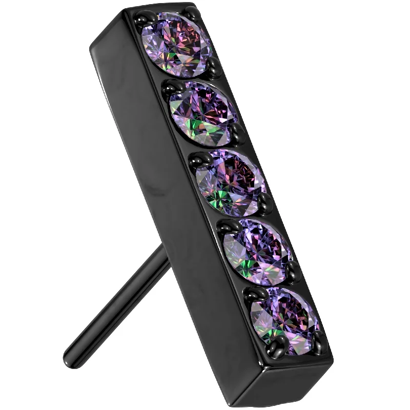 Women's Earrings – Elegant Designs for Every Personality--Vitrail CZ Gem Black ASTM F-136 Beauty Bar Flat Back Earring Push In Top