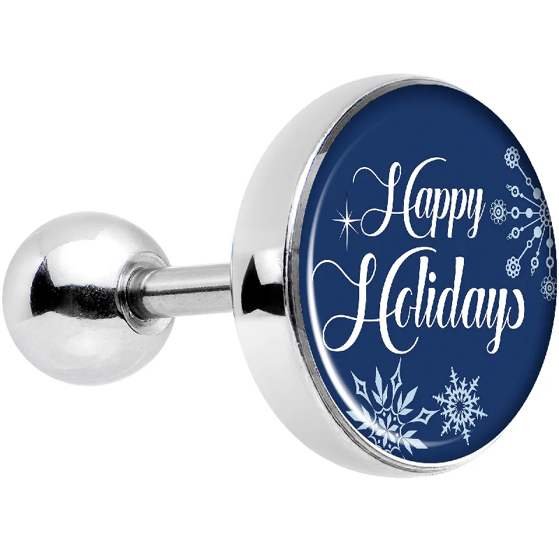 Women's Earrings – Elegant Designs for Every Personality--16 Gauge 1/4 Happy Holidays Snowflake Tragus Cartilage Earring Women's Earrings – Elegant Designs for Every Personality--16 Gauge 1/4 Happy Holidays Snowflake Tragus Cartilage Earring