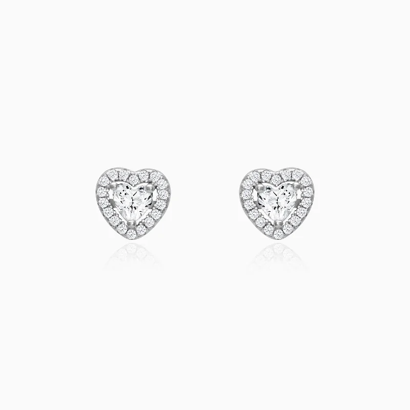 Women's Earrings – Elegant Designs for Every Personality--Silver Shimmer Heart Stud Earrings