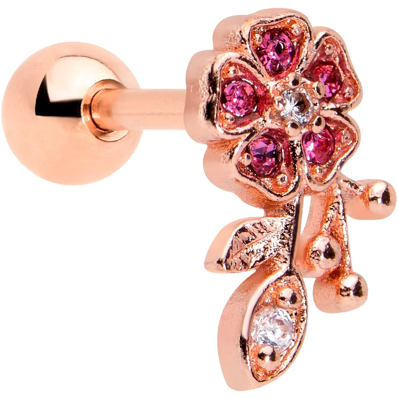 Women's Earrings – Elegant Designs for Every Personality--16 Gauge 1/4 Pink Gem Rose Gold Tone Heart Flower Cartilage Tragus Women's Earrings – Elegant Designs for Every Personality--16 Gauge 1/4 Pink Gem Rose Gold Tone Heart Flower Cartilage Tragus