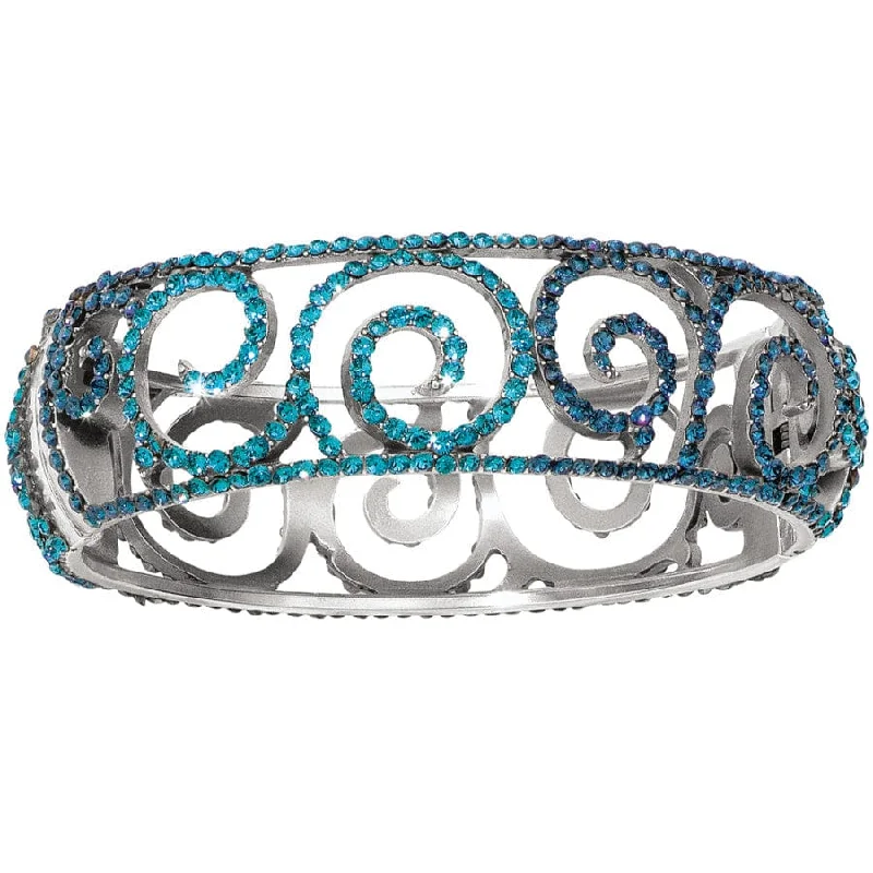 Personalized Wooden Bangles for Women-Sea of Love Crystal Hinged Bangle