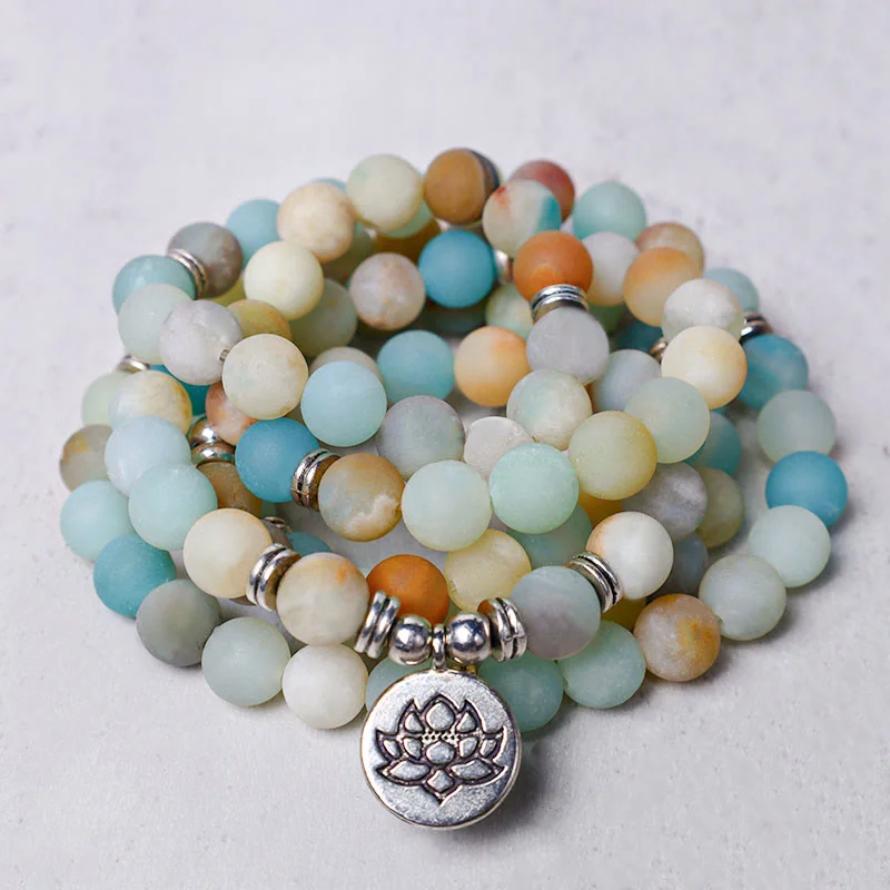 Personalized Charm Bracelets for Men with Initials-Buddha Stones Tibetan Amazonite Stone Blessing Lotus Mala Personalized Charm Bracelets for Men with Initials-Buddha Stones Tibetan Amazonite Stone Blessing Lotus Mala