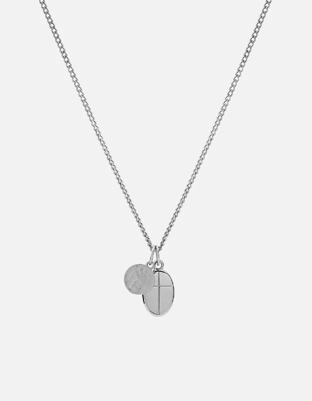 Exclusive Men's Necklaces & Pendants for the Modern Gentleman-Croix + Mini St Christopher Necklace, Sterling Silver Exclusive Men's Necklaces & Pendants for the Modern Gentleman-Croix + Mini St Christopher Necklace, Sterling Silver