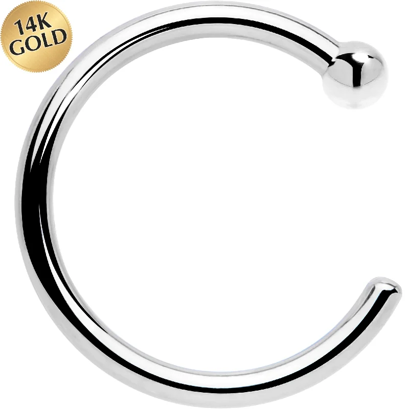 Nose Rings with Colorful Stones -20 Gauge 1/4 14kt Solid White Gold Nose Hoop