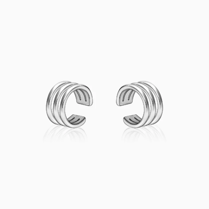 Women's Earrings – Elegant Designs for Every Personality--Silver Triple Clip On Hoop Earrings