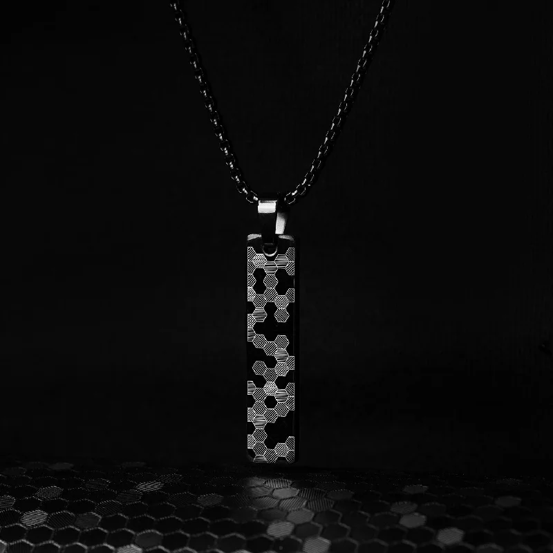 Exclusive Men's Necklaces & Pendants for the Modern Gentleman-Hex Matrix Mini Tag Necklace Exclusive Men's Necklaces & Pendants for the Modern Gentleman-Hex Matrix Mini Tag Necklace