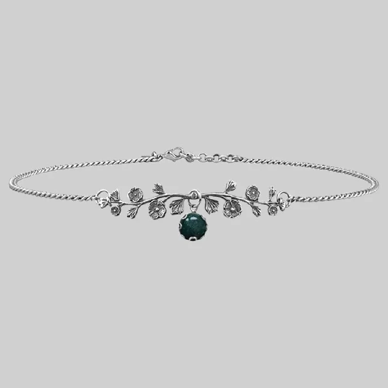 Shop Classic Women's Necklaces & Pendants with a Modern Twist-DARK BLOOM. Green Moss Choker - Silver Shop Classic Women's Necklaces & Pendants with a Modern Twist-DARK BLOOM. Green Moss Choker - Silver