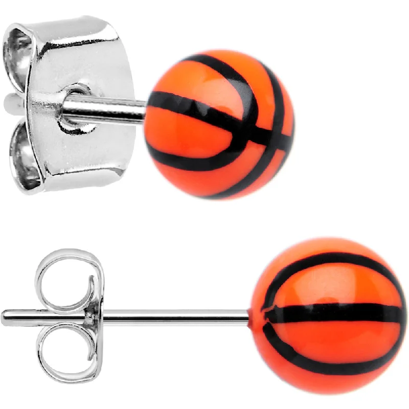 Women's Earrings – Elegant Designs for Every Personality--Orange Acrylic Double Dribble Basketball Stud Earrings Women's Earrings – Elegant Designs for Every Personality--Orange Acrylic Double Dribble Basketball Stud Earrings