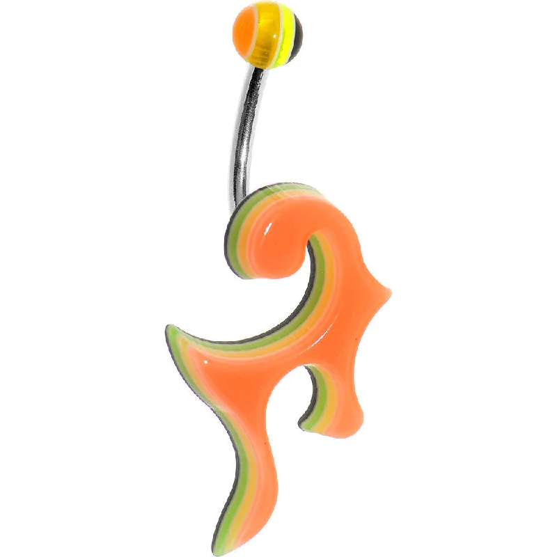 Unique Belly Rings for Statement Style -Orange Acrylic Multi Layered Tribal Scroll Belly Ring Unique Belly Rings for Statement Style -Orange Acrylic Multi Layered Tribal Scroll Belly Ring