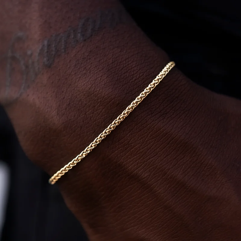 Vintage Style Bracelets for Men-Palm Chain Bracelet in Yellow Gold- 2mm