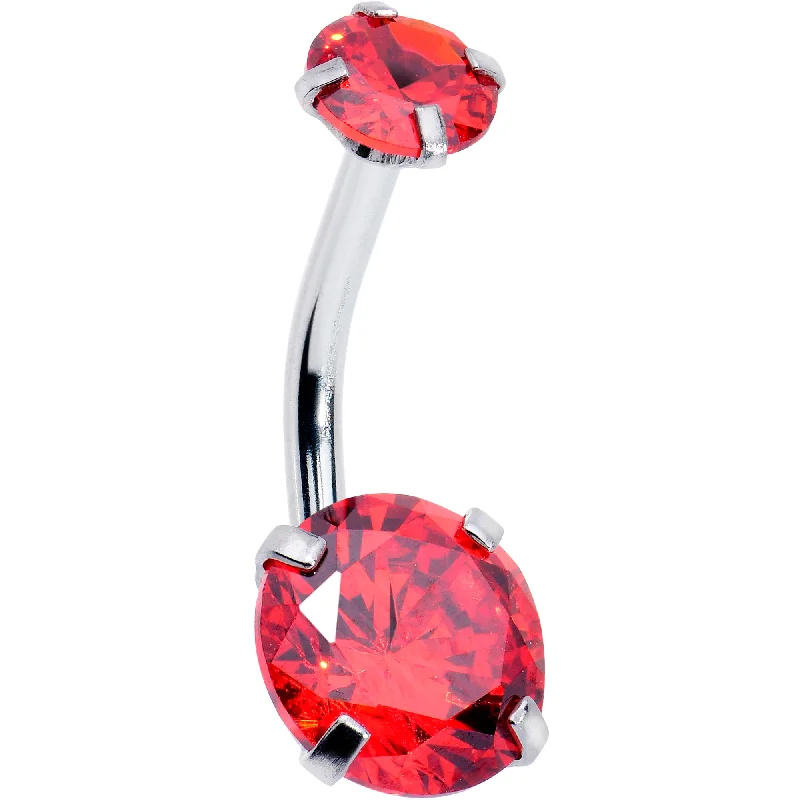 Beautiful Belly Rings with Unique Features -Light Red Gem January Birthstone Double Mount Belly Ring Beautiful Belly Rings with Unique Features -Light Red Gem January Birthstone Double Mount Belly Ring
