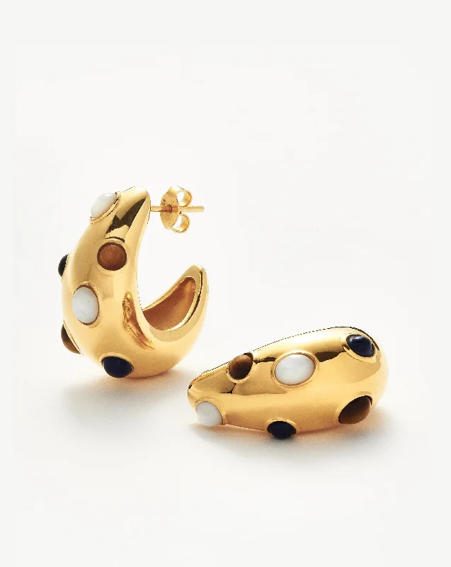 Women's Earrings – Elegant Designs for Every Personality--Savi Dome Medium Gemstone Hoop Earrings | 18k Gold Plated/Multi Women's Earrings – Elegant Designs for Every Personality--Savi Dome Medium Gemstone Hoop Earrings | 18k Gold Plated/Multi