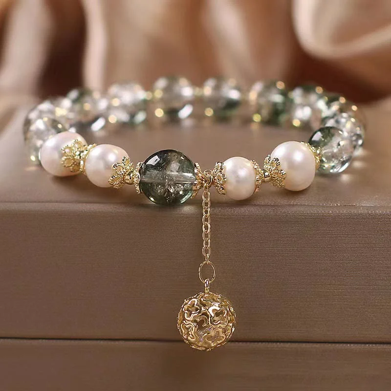Bold Wedding Bangles for Women-Buddha Stones Green Phantom Pearl Self-acceptance Charm Bracelet Bold Wedding Bangles for Women-Buddha Stones Green Phantom Pearl Self-acceptance Charm Bracelet