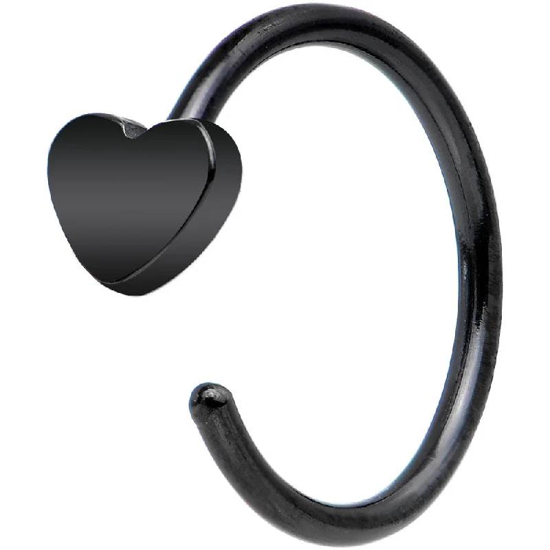 Easy-Wear Nose Rings -20 Gauge 5/16 Black IP Stainless Steel Darling Heart Nose Hoop Easy-Wear Nose Rings -20 Gauge 5/16 Black IP Stainless Steel Darling Heart Nose Hoop