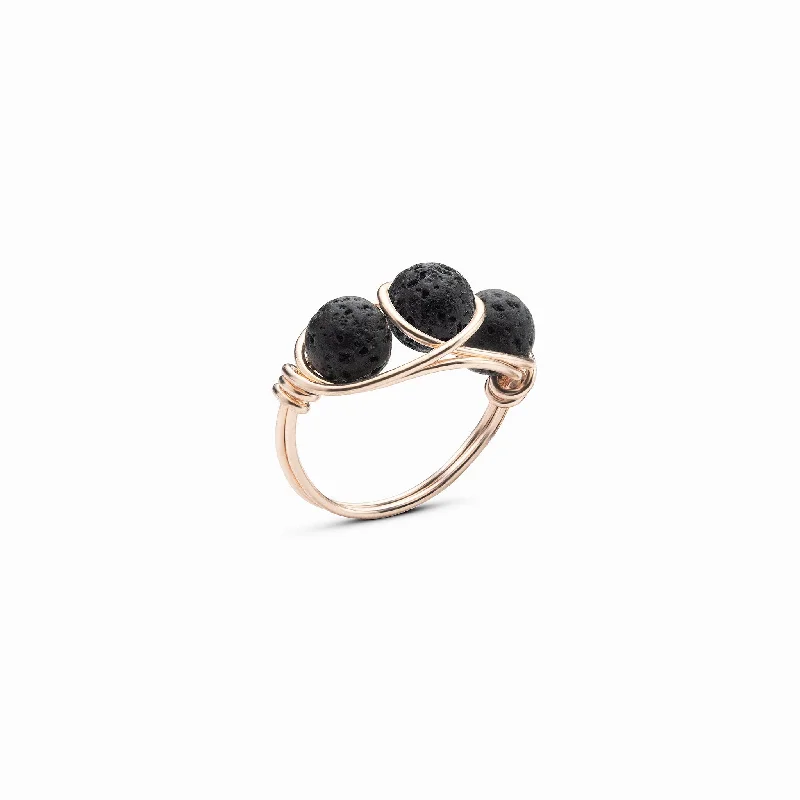 Chic Women's Rings for Fashion-Forward Looks-Lava Stone Diffuser Ring