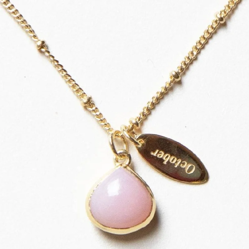 Exclusive Men's Necklaces & Pendants for the Modern Gentleman-October Pink Opal Birthstone Necklace Exclusive Men's Necklaces & Pendants for the Modern Gentleman-October Pink Opal Birthstone Necklace