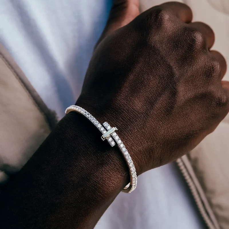 Men's Bracelets for Minimalist Looks-Diamond Tennis Cuff Bracelet- 3mm