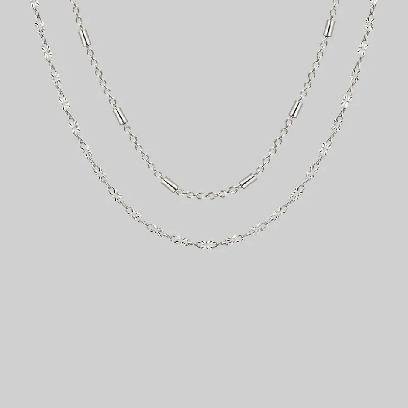 Shop Classic Women's  Necklaces & Pendants with a Modern Twist-PURITY. Delicate Double Chain Necklace - Silver
