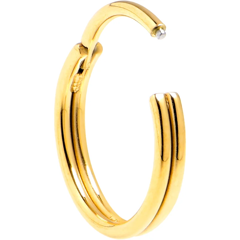 Comfortable and Stylish Nose Rings -20 Gauge 5/16 Gold PVD 316L Surgical Steel Double Precision Hinged Segment Ring Comfortable and Stylish Nose Rings -20 Gauge 5/16 Gold PVD 316L Surgical Steel Double Precision Hinged Segment Ring