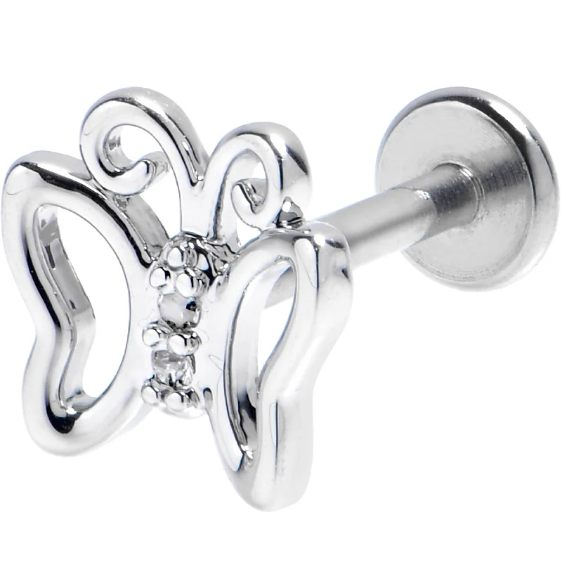 Stunning Lip Rings with Radiant Stones16 Gauge 5/16 Clear CZ Gem Open Butterfly Internally Threaded Labret Stunning Lip Rings with Radiant Stones16 Gauge 5/16 Clear CZ Gem Open Butterfly Internally Threaded Labret