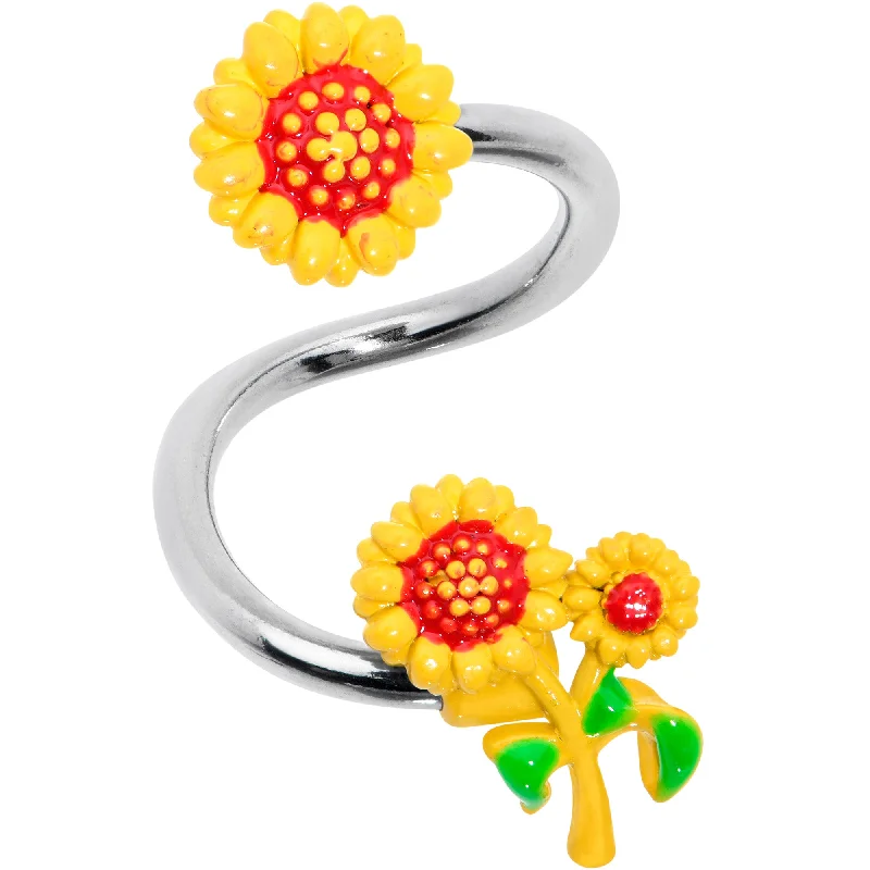 Designer Belly Rings for Glamorous Looks -Happy Sunflower Trio Spiral Twister Belly Ring Designer Belly Rings for Glamorous Looks -Happy Sunflower Trio Spiral Twister Belly Ring
