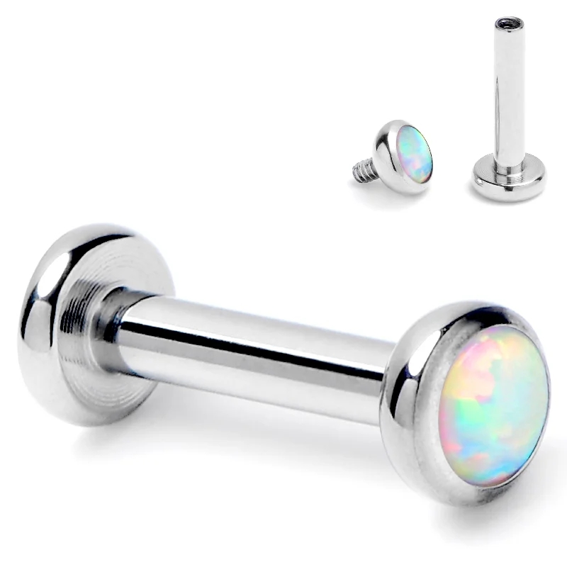 Women's Earrings – Elegant Designs for Every Personality--16 Gauge 1/4 White Synthetic Opal ASTM F-136 Implant Grade Titanium Internal Thread Labret Women's Earrings – Elegant Designs for Every Personality--16 Gauge 1/4 White Synthetic Opal ASTM F-136 Implant Grade Titanium Internal Thread Labret