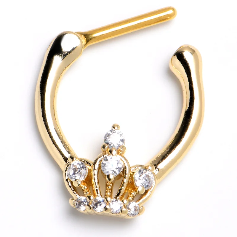 Women's Earrings – Elegant Designs for Every Personality--16 Gauge 5/16 Clear Gem Gold Tone Epic Crown Cartilage Clicker Women's Earrings – Elegant Designs for Every Personality--16 Gauge 5/16 Clear Gem Gold Tone Epic Crown Cartilage Clicker