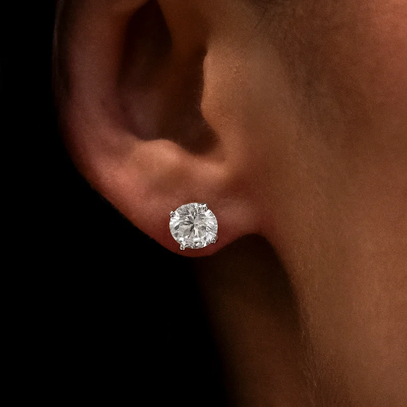 Women's Earrings – Elegant Designs for Every Personality--7mm Round Cut Diamond Stud Earrings in White Gold Women's Earrings – Elegant Designs for Every Personality--7mm Round Cut Diamond Stud Earrings in White Gold