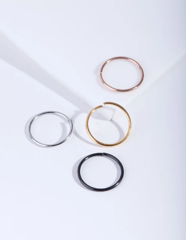 Elegant Nose Rings with Minimalist Design -Mixed Metal Classic Nose Ring Pack