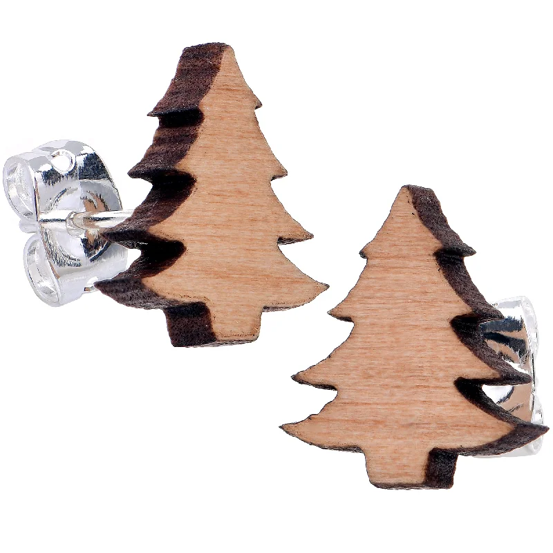 Women's Earrings – Elegant Designs for Every Personality--Natural Wood Christmas Tree Stud Earrings Women's Earrings – Elegant Designs for Every Personality--Natural Wood Christmas Tree Stud Earrings